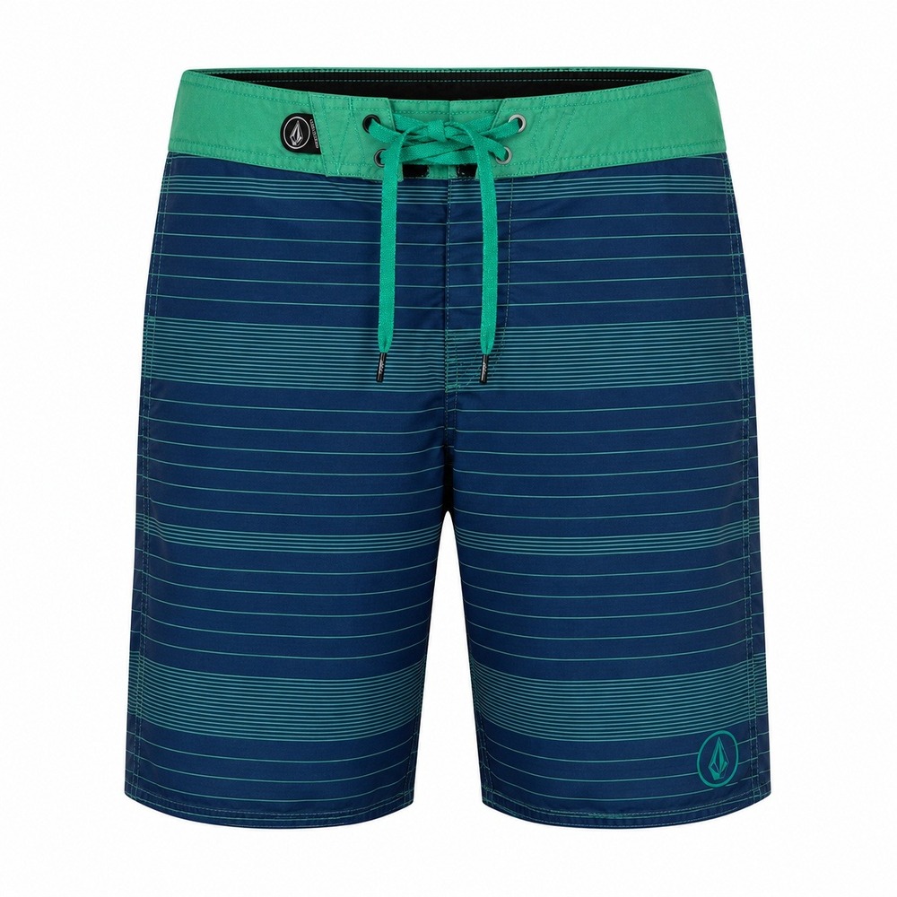 Volcom Mens Navy Teal‎ Striped Board Shorts Size 28